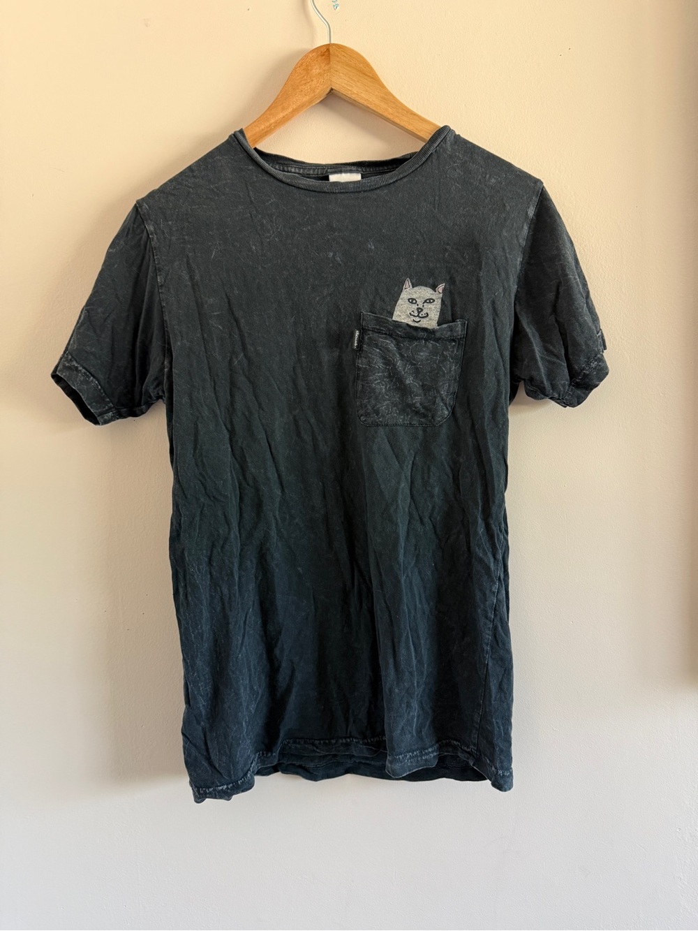 Ripndip Black Short Sleeve Pocket Tee with Cat Peek Graphic